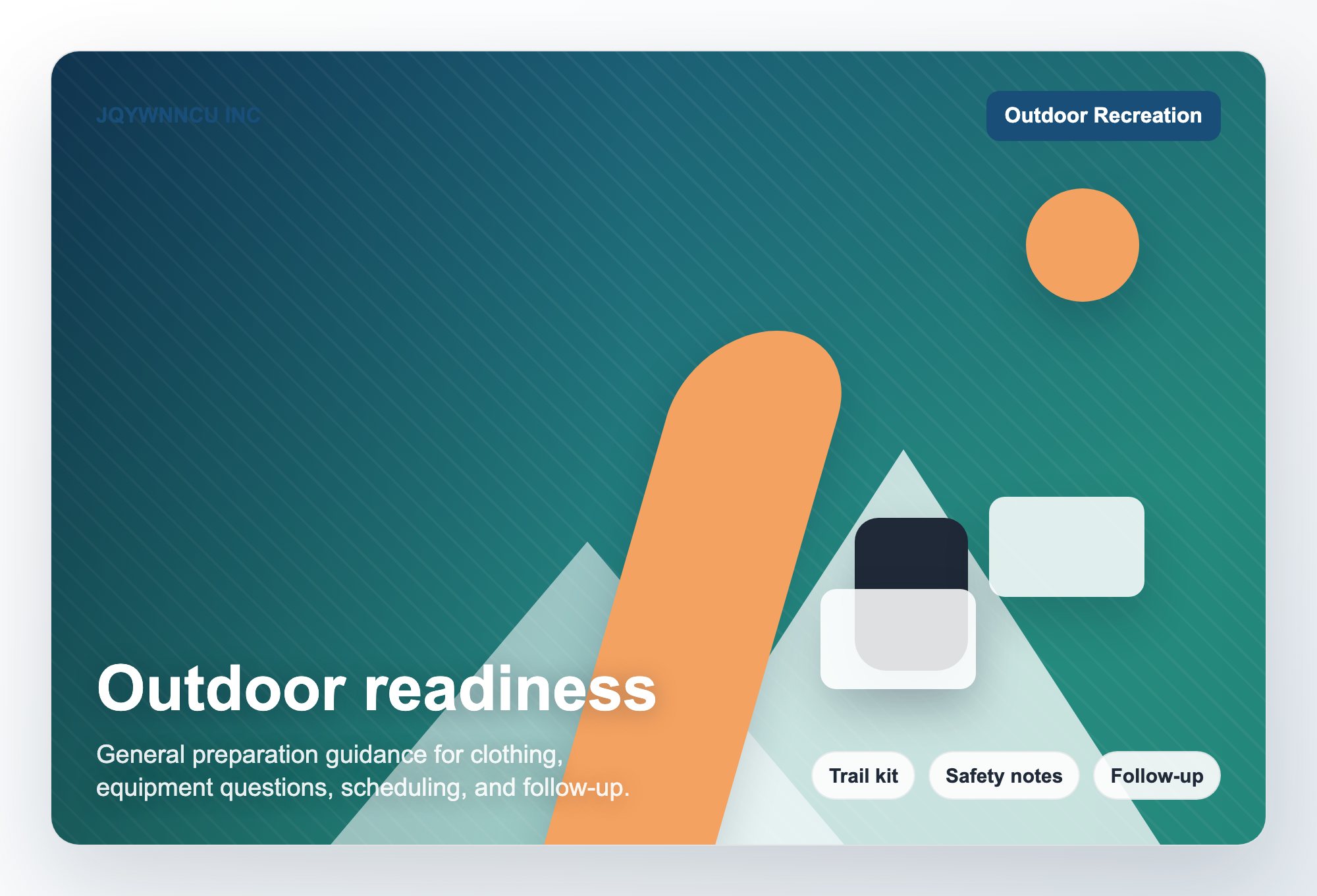 Outdoor readiness visual for JQYWNNCU INC